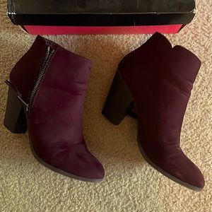 Charlotte Russe Heeled Booties, Wine Color, Women’s Size 8, Barely Worn!
